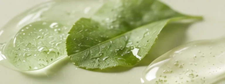 Fresh pale sage watery gel with soft moisture droplets in an editorial skincare macro.